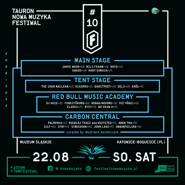 22 August 2015 :: urbanfailure will perform live at CARBON CENTRAL @ 10th Festiwal Tauron Nowa Muzyk